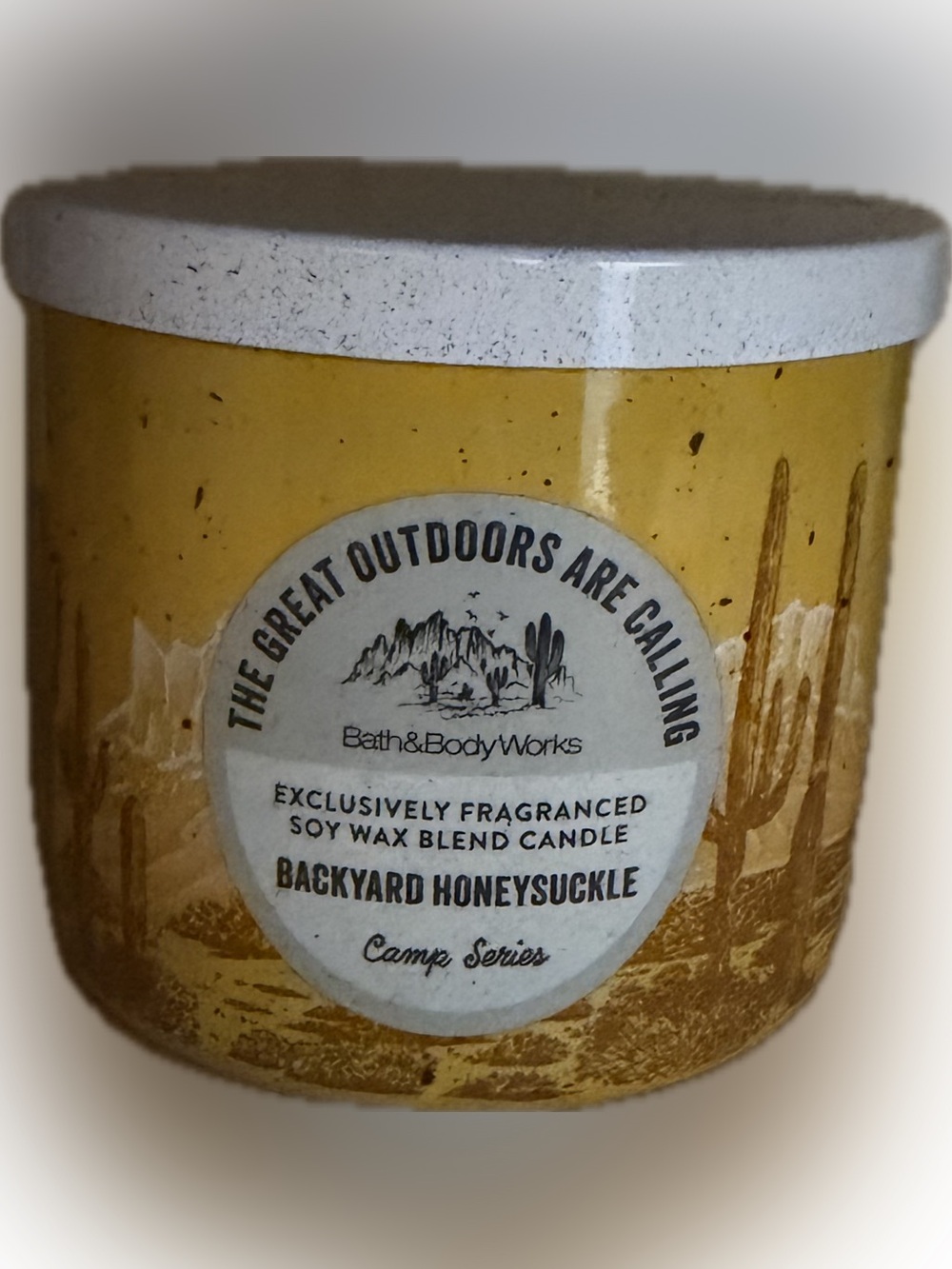 Bath & Body Works Backyard Honeysuckle Candle - Yellow with White Lid